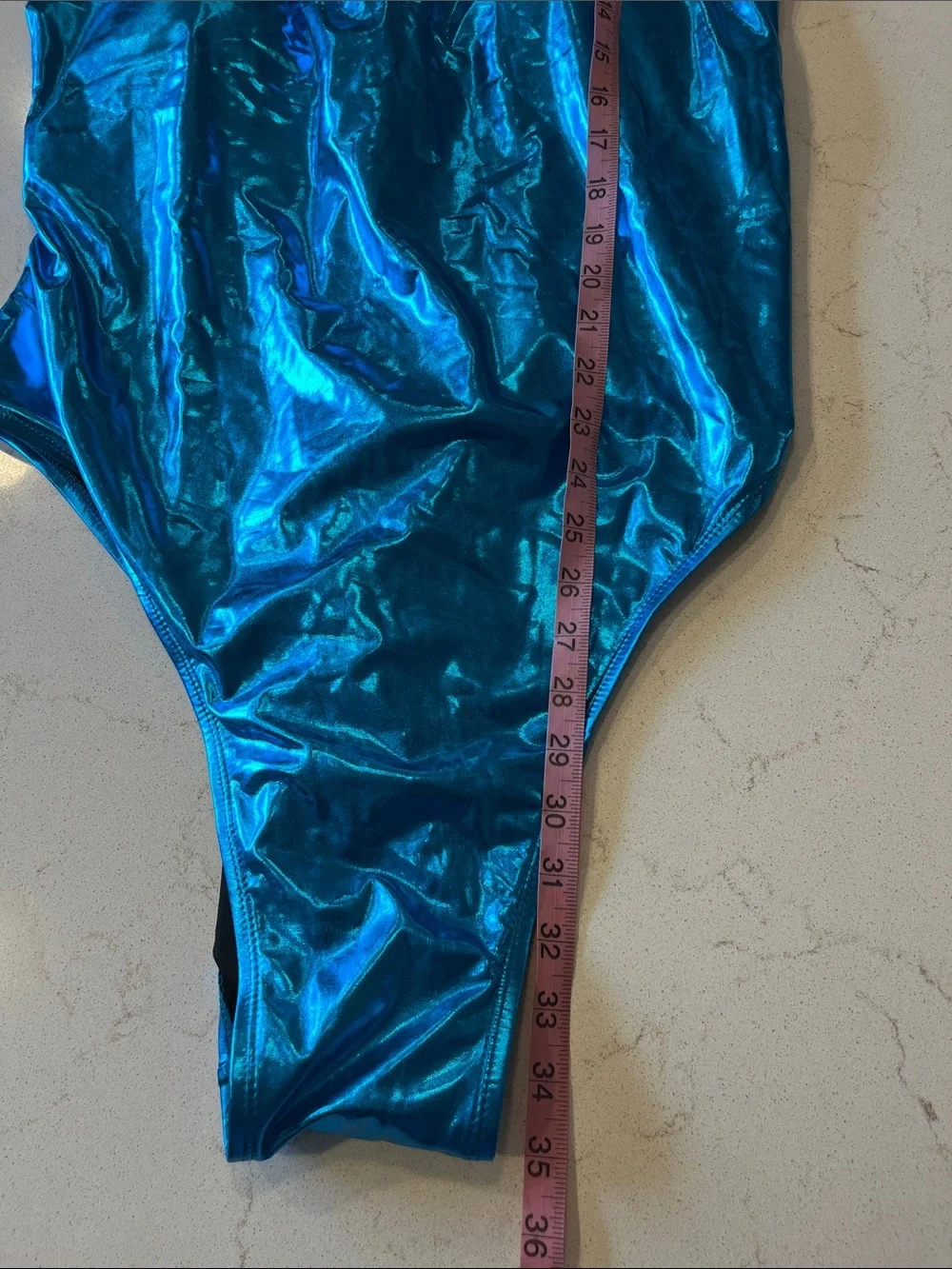 Fashion Nova Shiny Teal Blue One-Piece Swimsuit